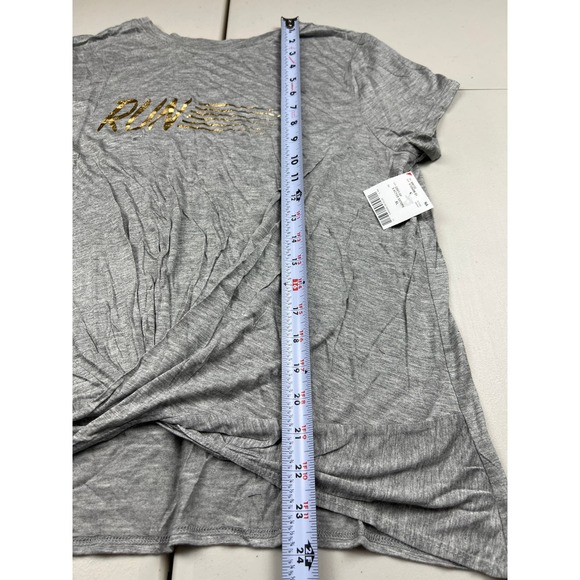 Nel + Lo Women XL Gray Run Crop Activewear Short Sleeve T Shirt Gym Tee Top - Picture 3 of 7